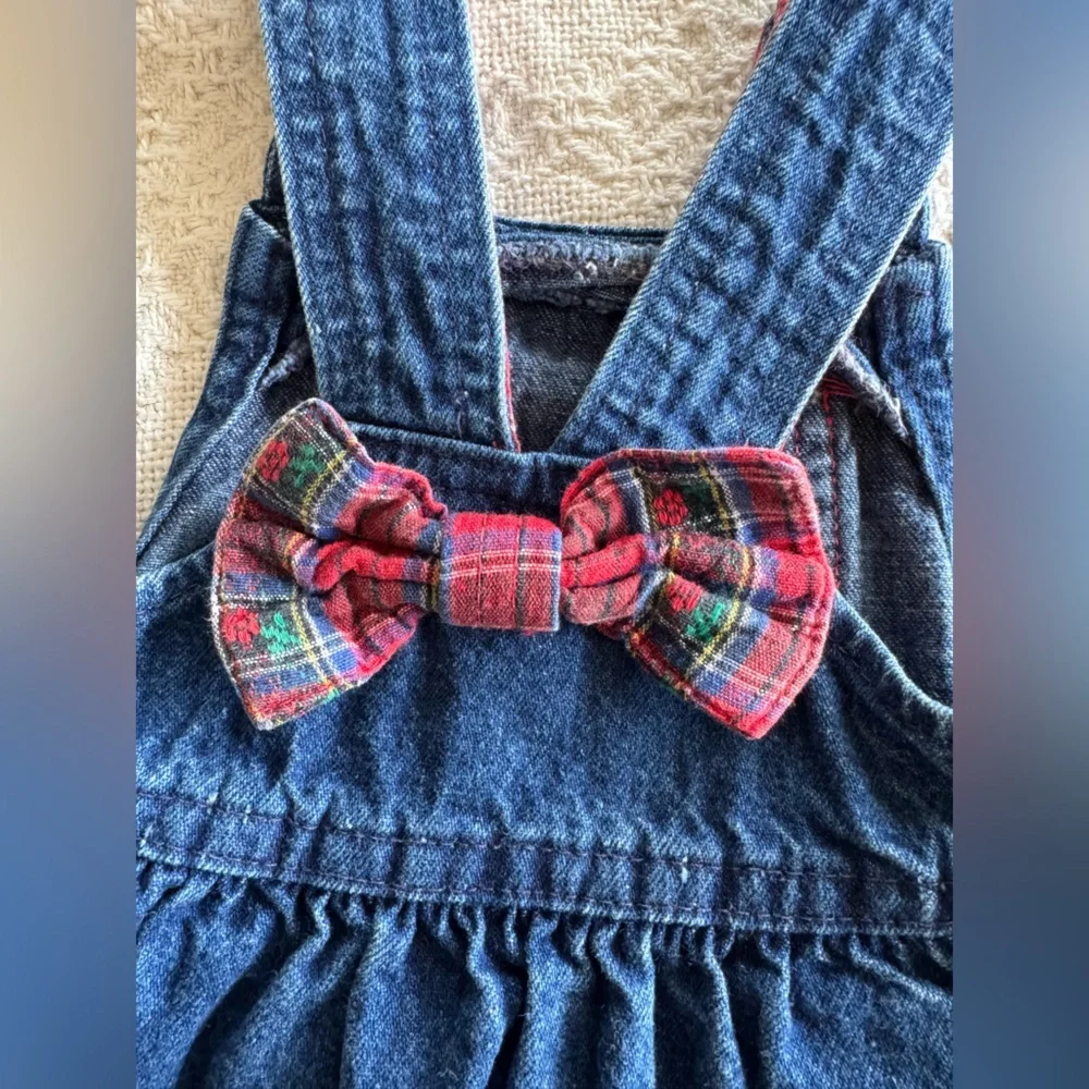 Vintage Oshkosh B’gosh Denim Jumper Plaid Details Cotton 2T